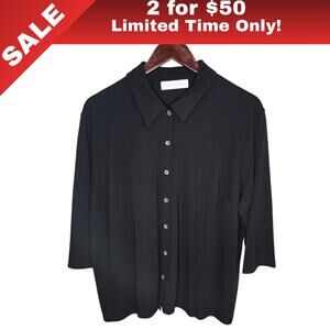 [Sale: 2 for $50!] Valerie Stevens II Black Button Down Shirt 2X 0242